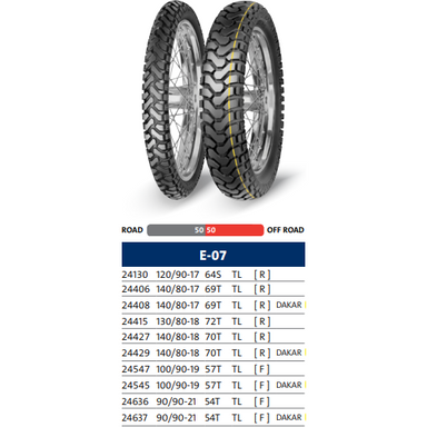 Mitas E-07 Dakar & Standard Rear Tire - 50% Off-Road 50% On-Road