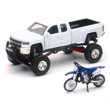 New Ray Toys Chevrolet Silverado Pick Up with Yamaha Dirt Bike Scale Model